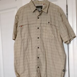 Hollister Men's Light Brown Plaid Button Down Shirt